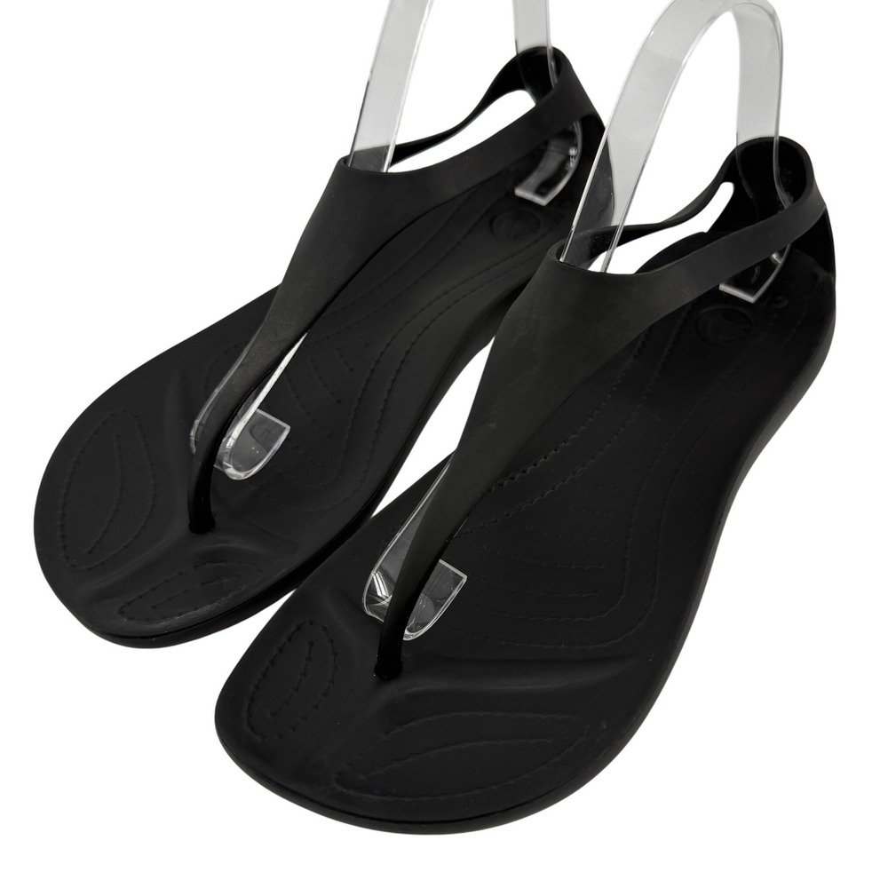 Crocs Sexi Flip Sandal Slip On Black Women 11 Slingback Thong Casual Barefoot